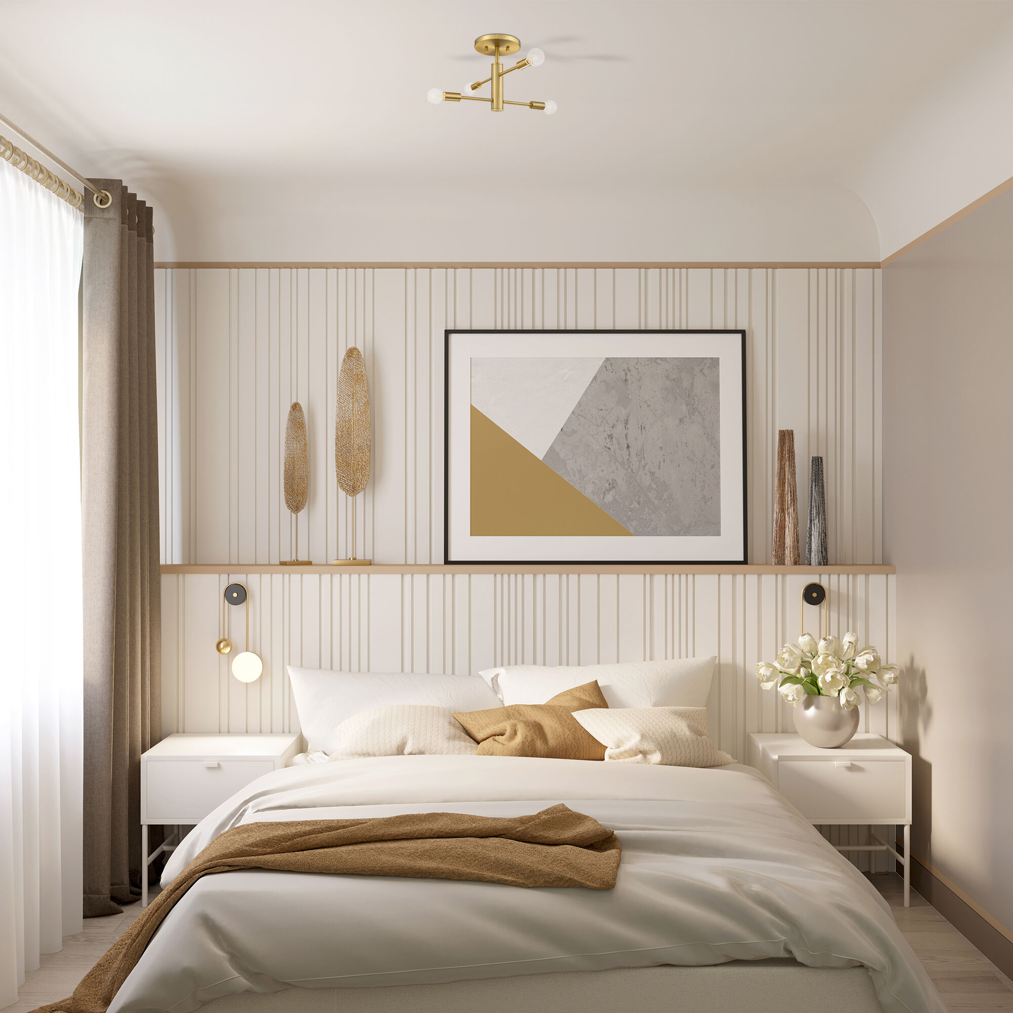 Arlo 4 Light 14.25 inch Brushed Gold Semi Flush Mount Ceiling Light